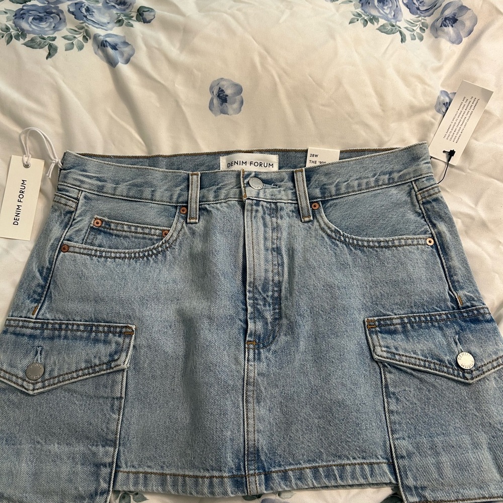 Denim Forum Blue Cargo Mini Skirt